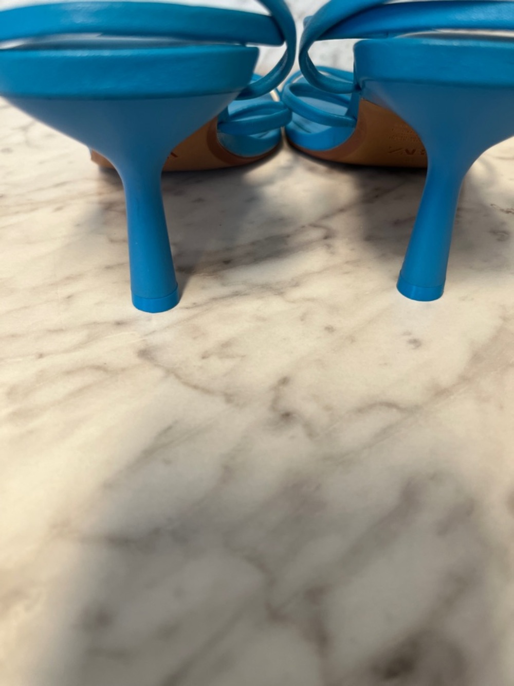 Zara Turquoise Strappy Square-Toe Sandals - Picture 2 of 4